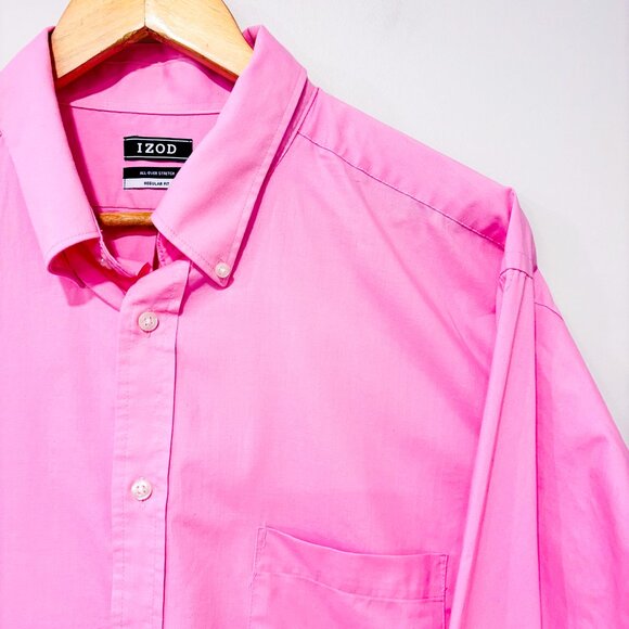 IZOD Pink button-down shirt | Classic lightweight cotton feel | Men's XL * - Picture 4 of 8